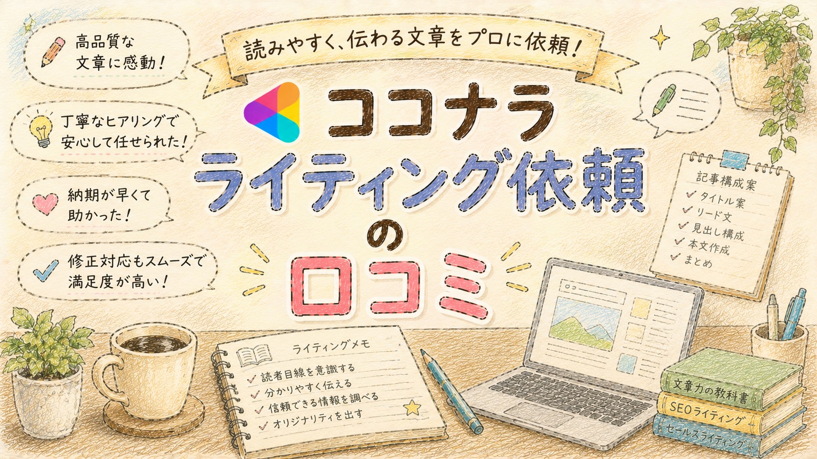 ココナラライティング依頼の口コミ